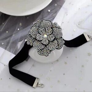 Rose Flower Full Rhinestone Crystal Choker